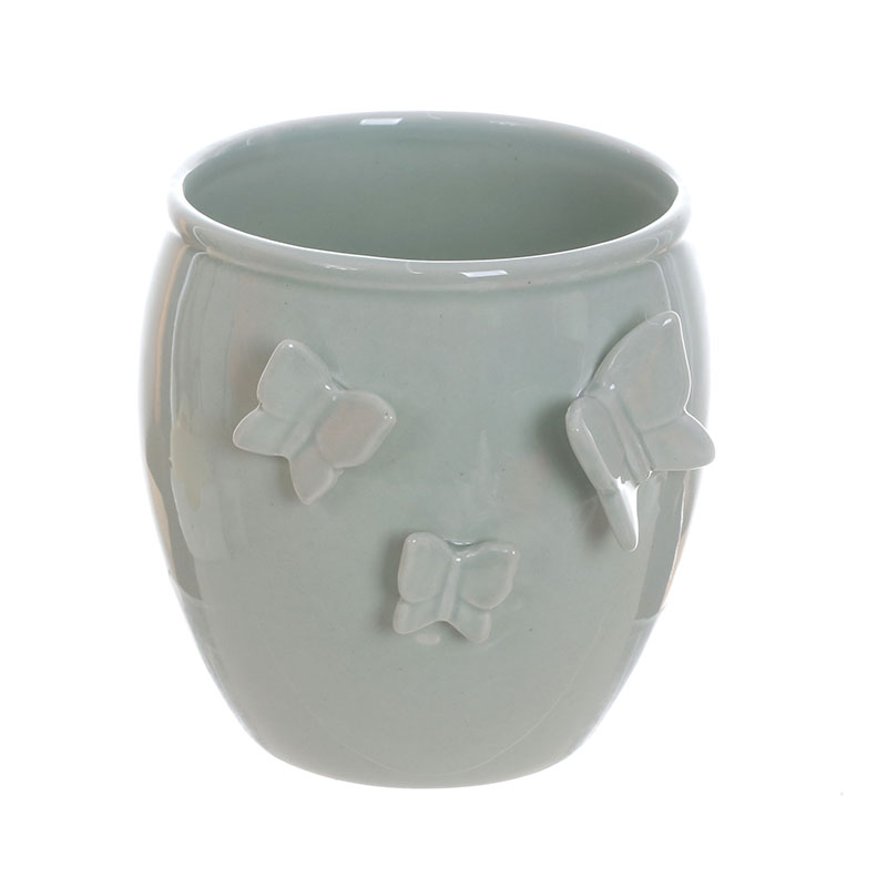 Ceramic Planter with Embossed Butterflies