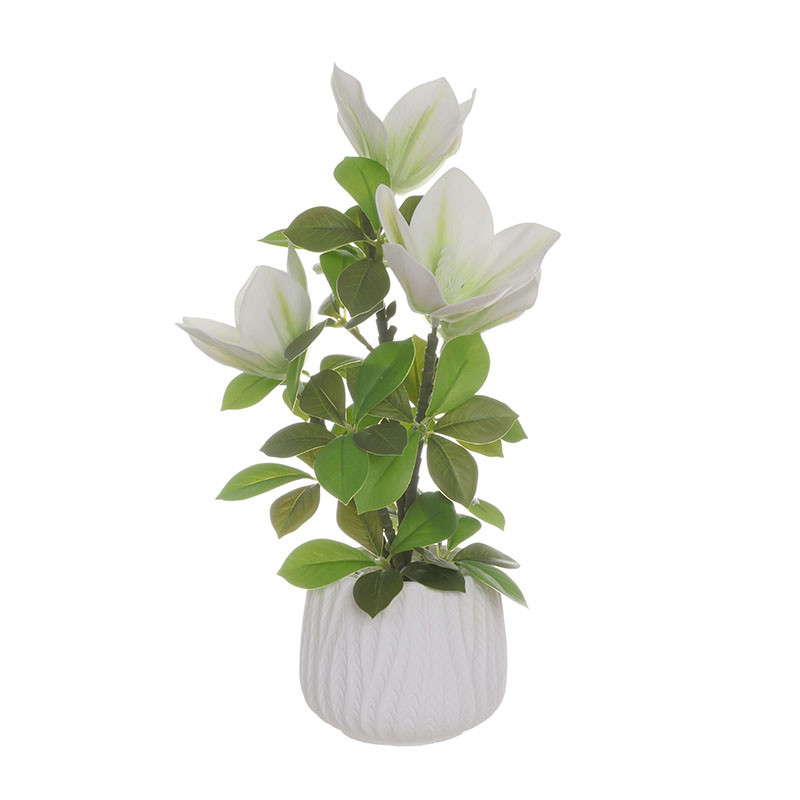 Artificial Magnolia Arrangement in Ceramic Pot