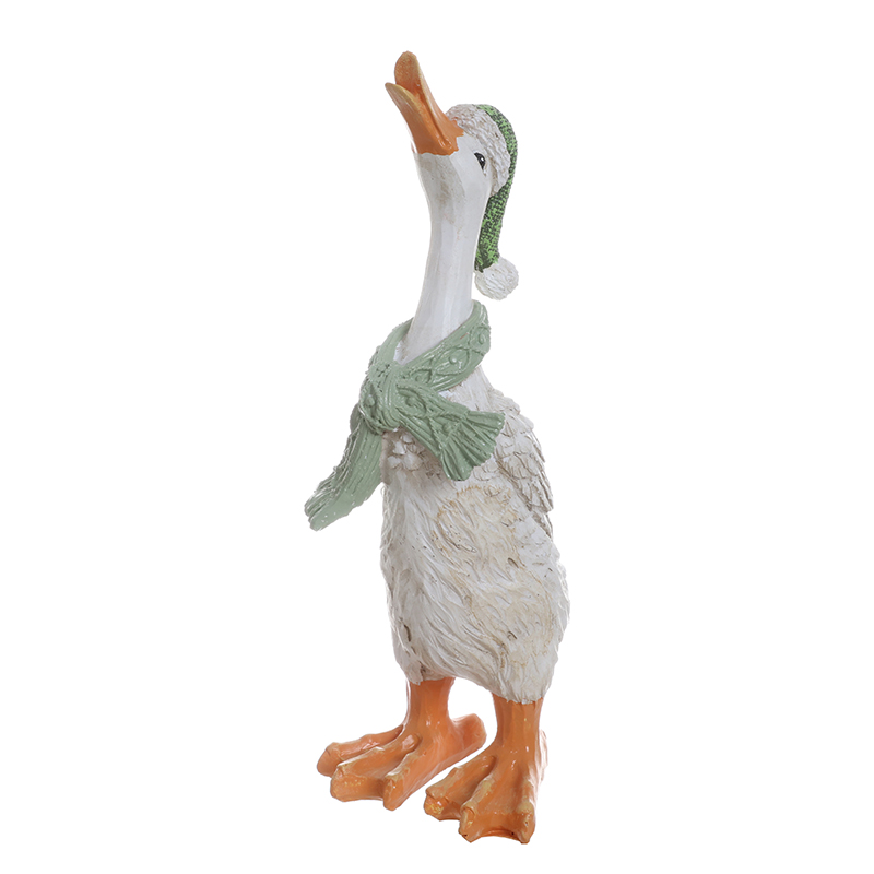 Resin Duck Figurine with Knit Hat and Scarf