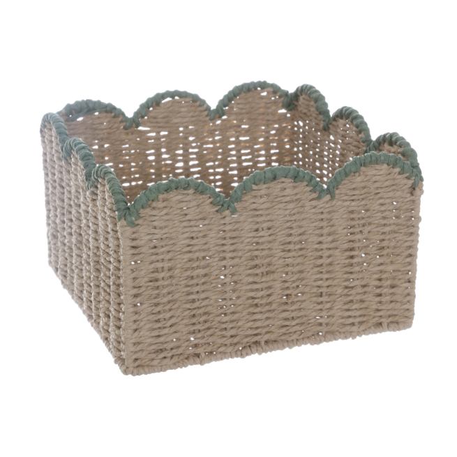 Green wave-shaped storage basket