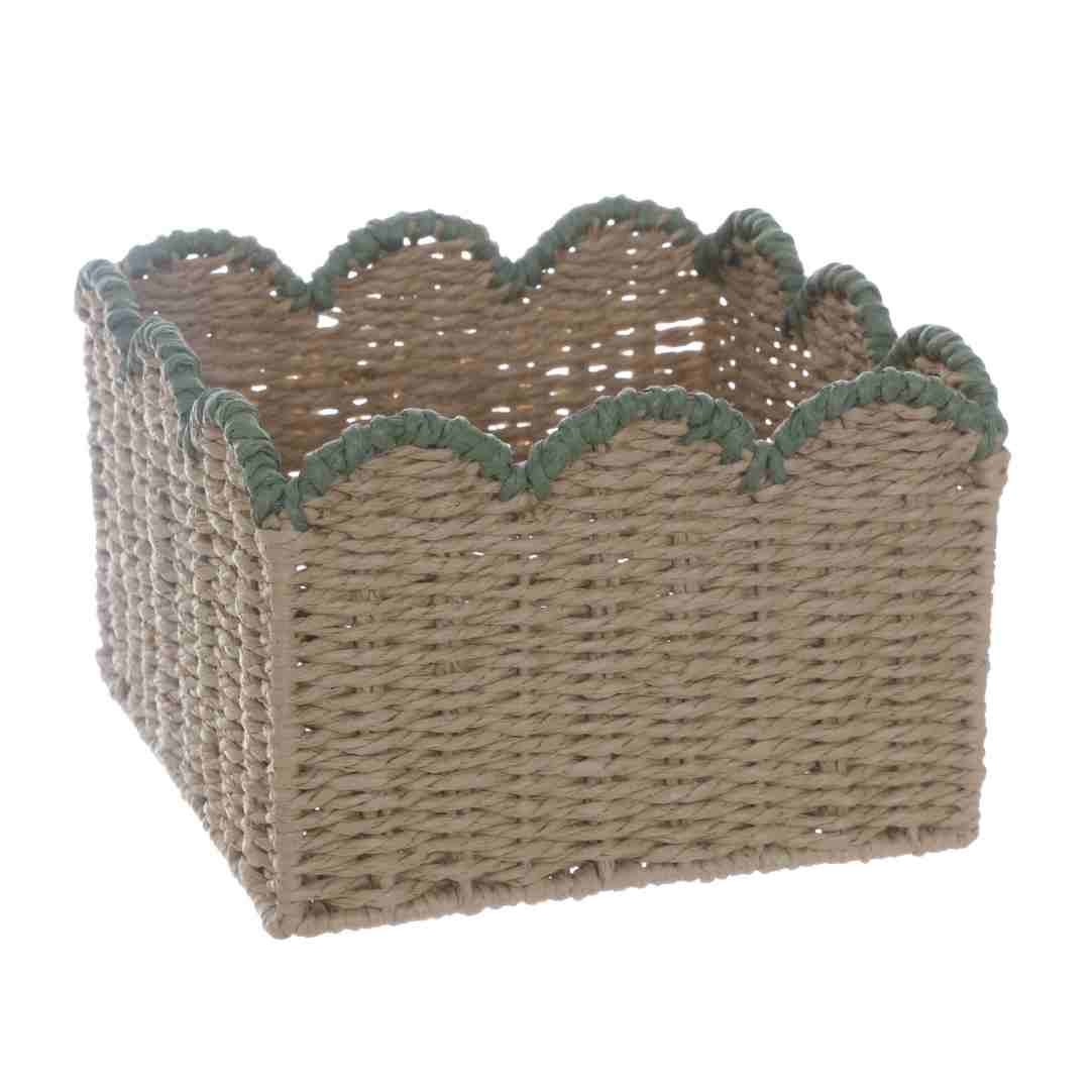 Green wave-shaped storage basket