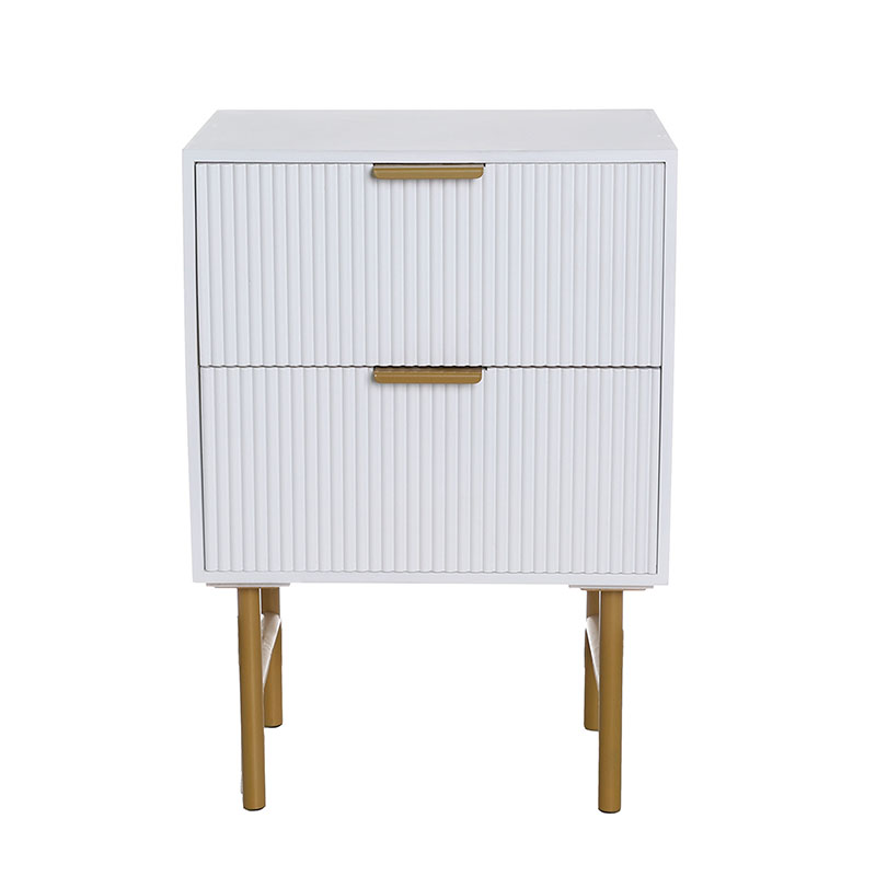 Luxury-Style Double-Drawer Vertical Pattern Nightstand