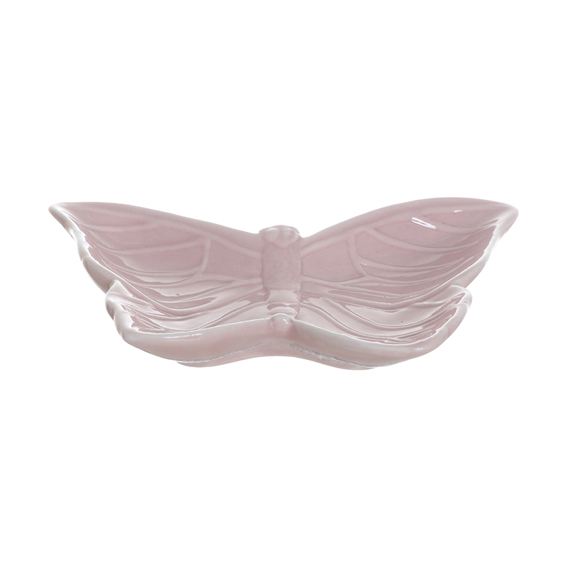 Pink butterfly-shaped ceramic jewel case