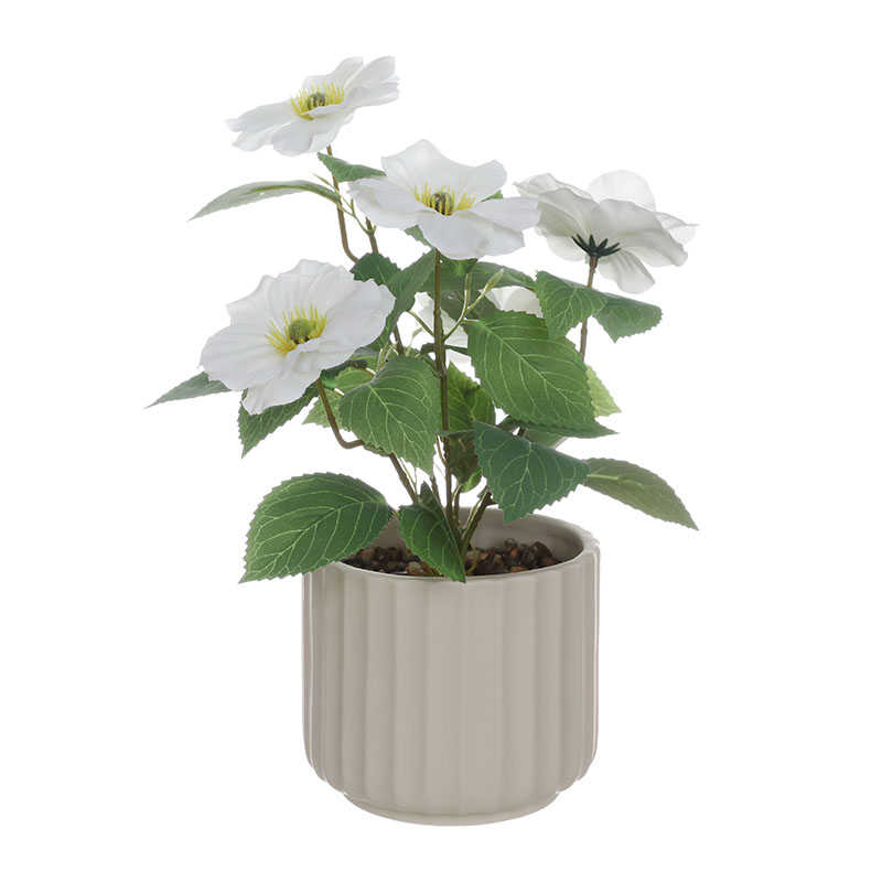 Artificial Hibiscus Flower Arrangement in Ceramic Pot