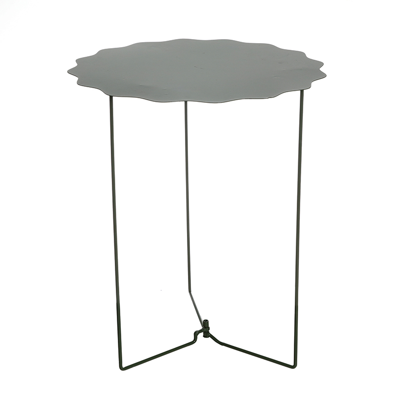 Nordic style ironwork wave-edge small side table, green and yellow
