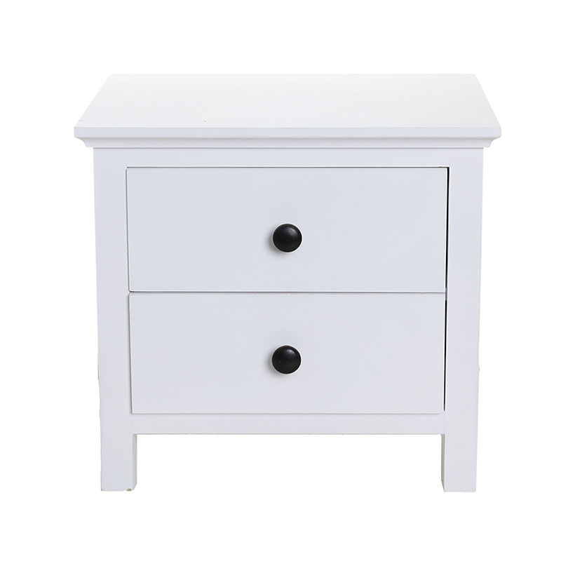 Country-style double-door white bedside table