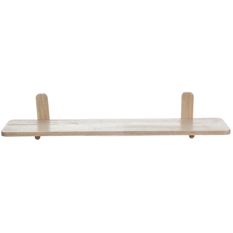 Natural solid wood floating wall shelf with minimalist invisible support design