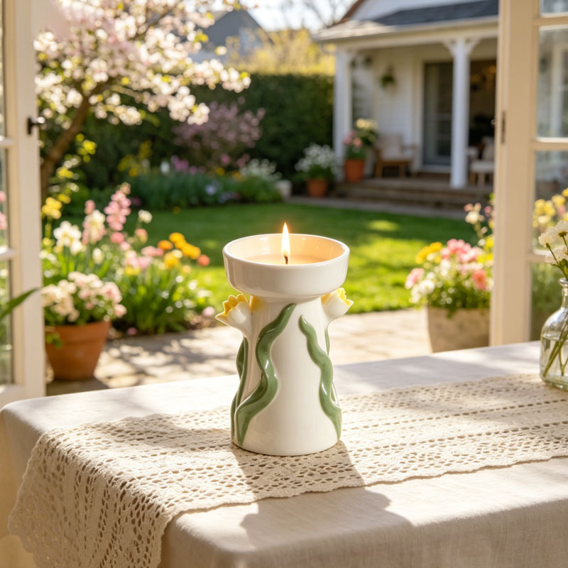 white Ceramic Candle Holder