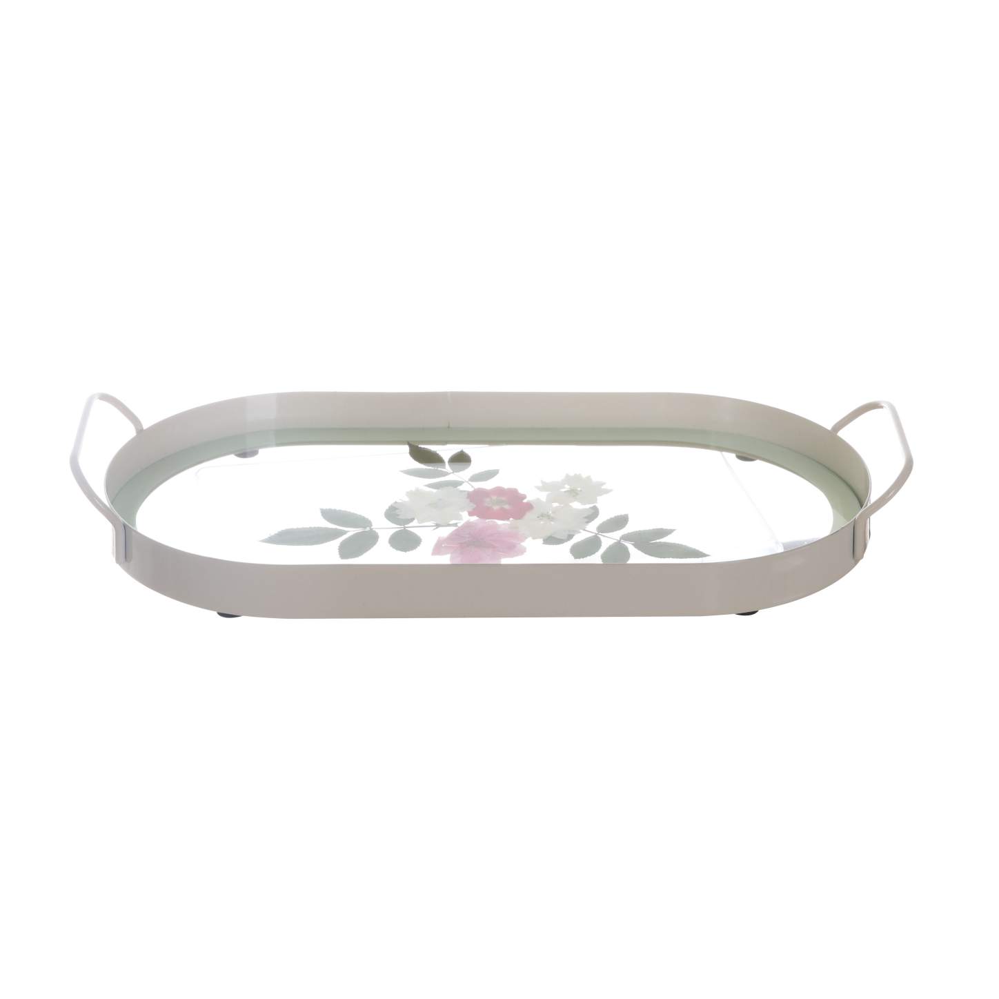 Rectangular glass tray with iron edges