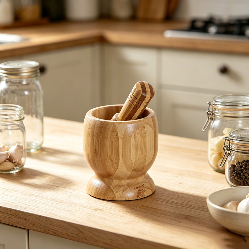 Bamboo Mortar and Pestle Set