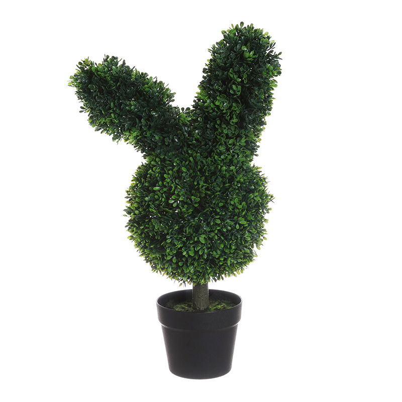 Easter Bunny Artificial Boxwood Topiary with Pot