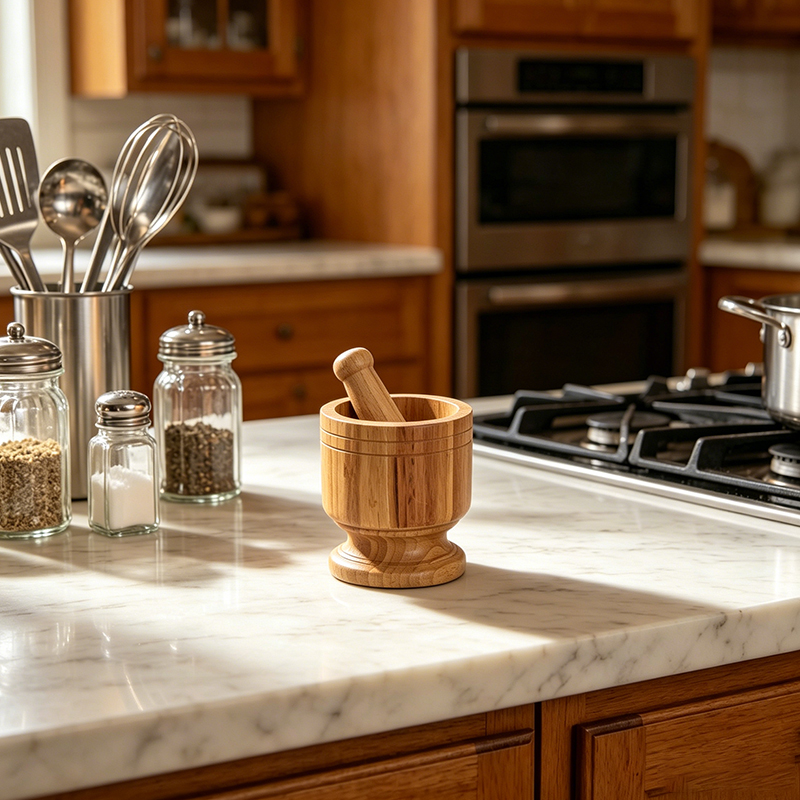 Solid Wood Mortar and Pestle Set