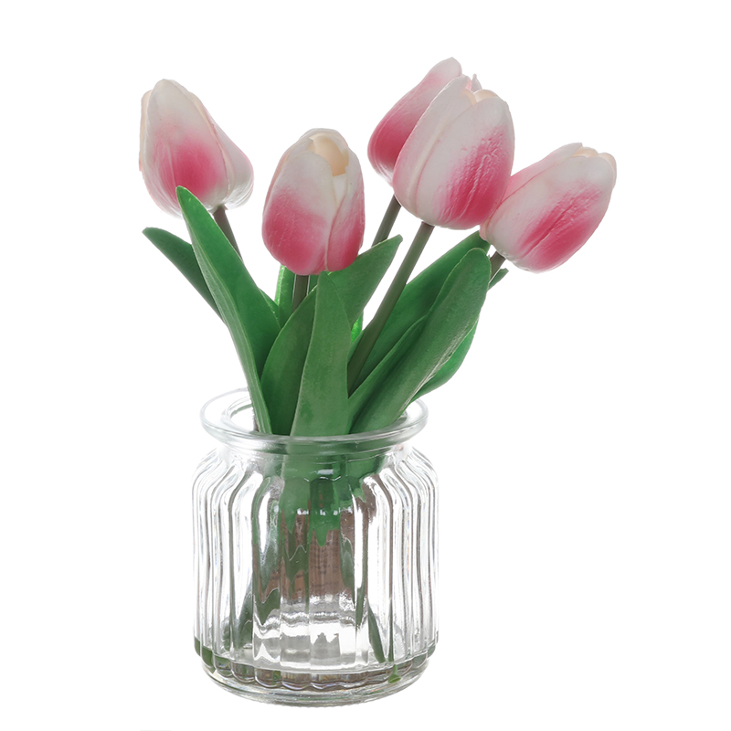 Artificial Tulip Potted Plant of the Glass Vase