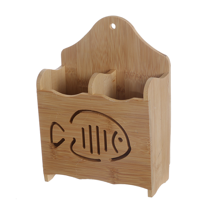Bamboo Utensil Holder with Fishbone Cutout