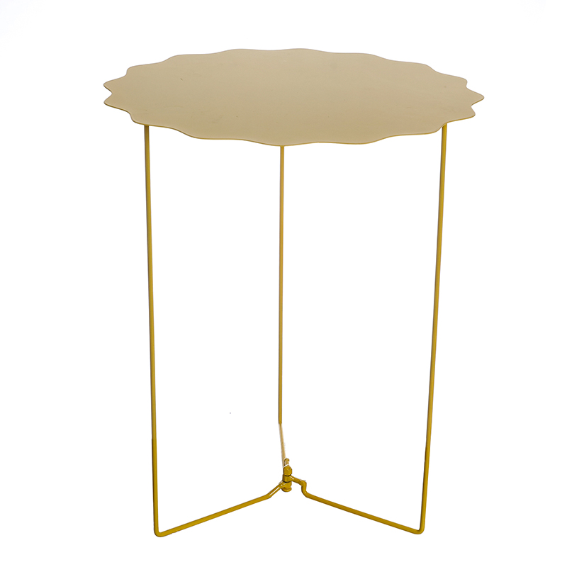 Nordic style ironwork wave-edge small side table, green and yellow
