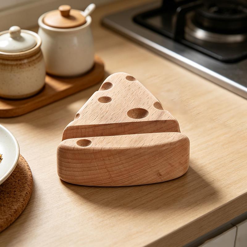 Rustic Cheese Wedge Wooden Stand