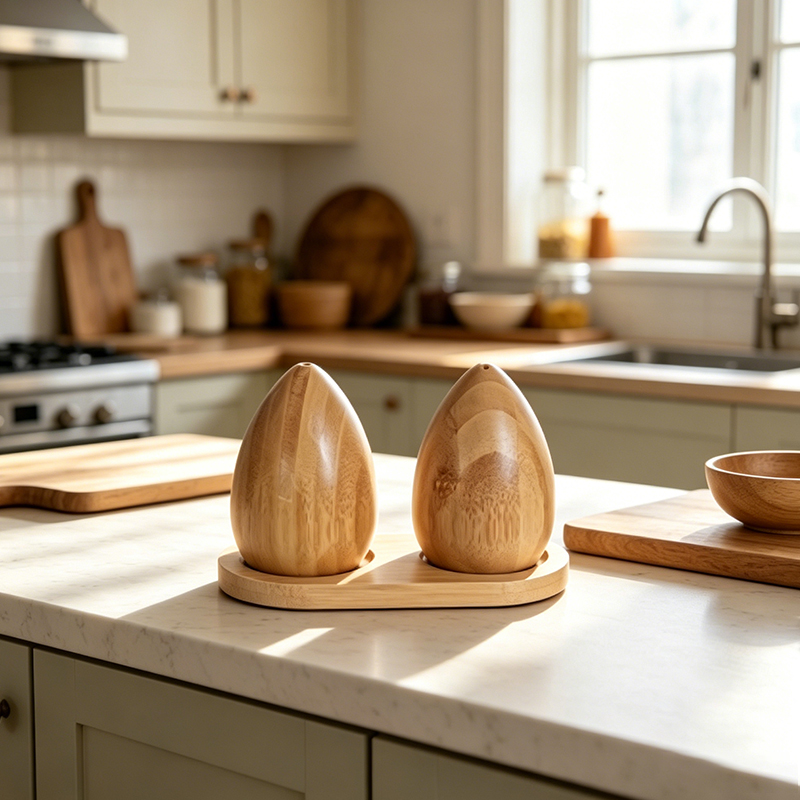 Wooden Egg-shaped Salt and Pepper Shakers