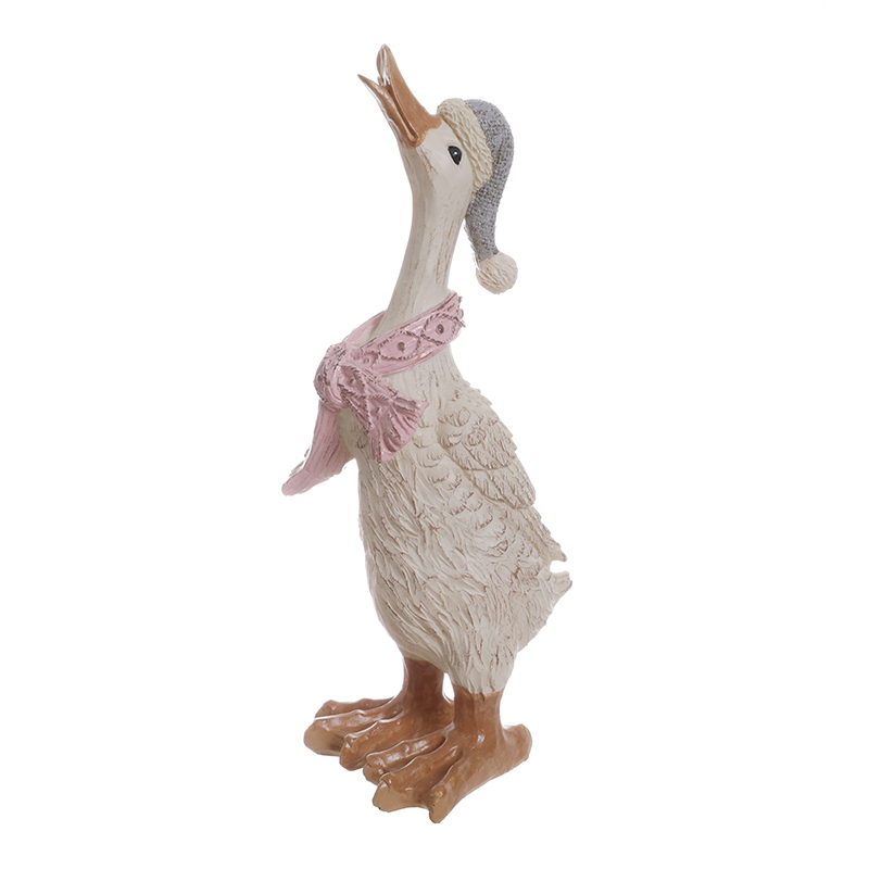 Resin Duck Figurine with Knit Hat and Scarf