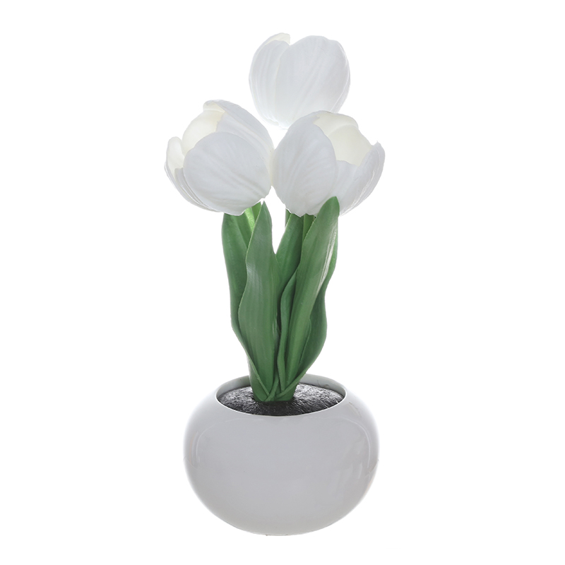 Artificial Tulip LED Lamp with Ceramic Pot