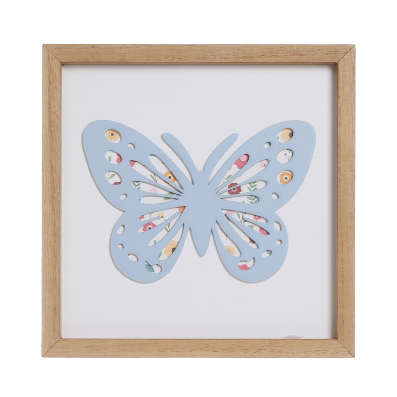 pink and blue butterfly wall deco