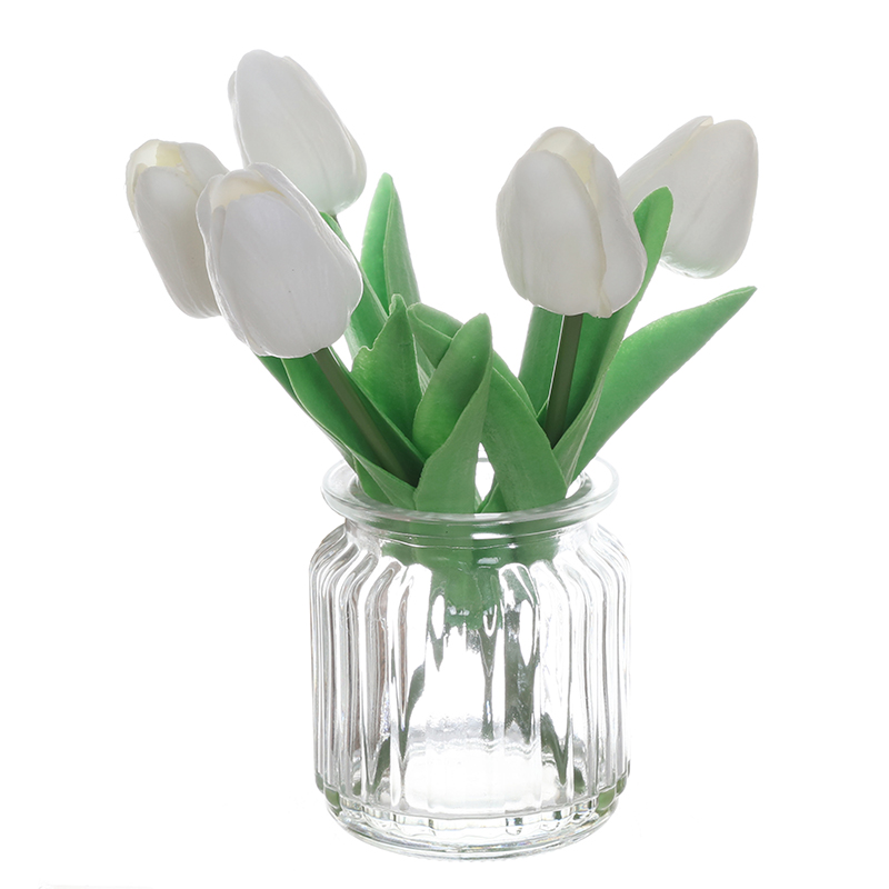Artificial Tulip Potted Plant of the Glass Vase