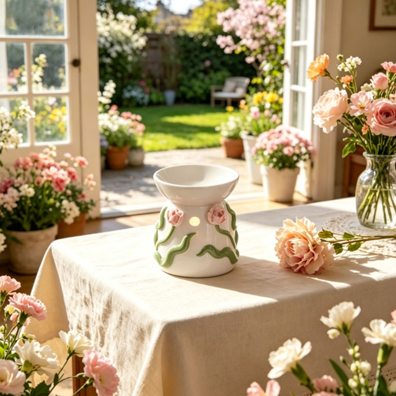 Pink Floral Ceramic Candle Holder