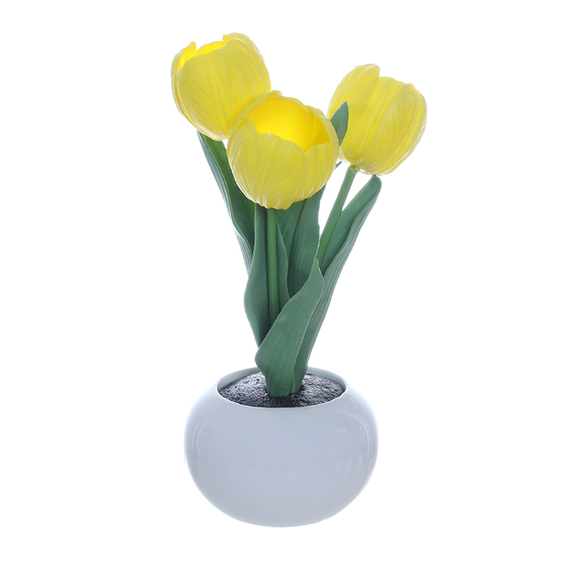 Artificial Tulip LED Lamp with Ceramic Pot
