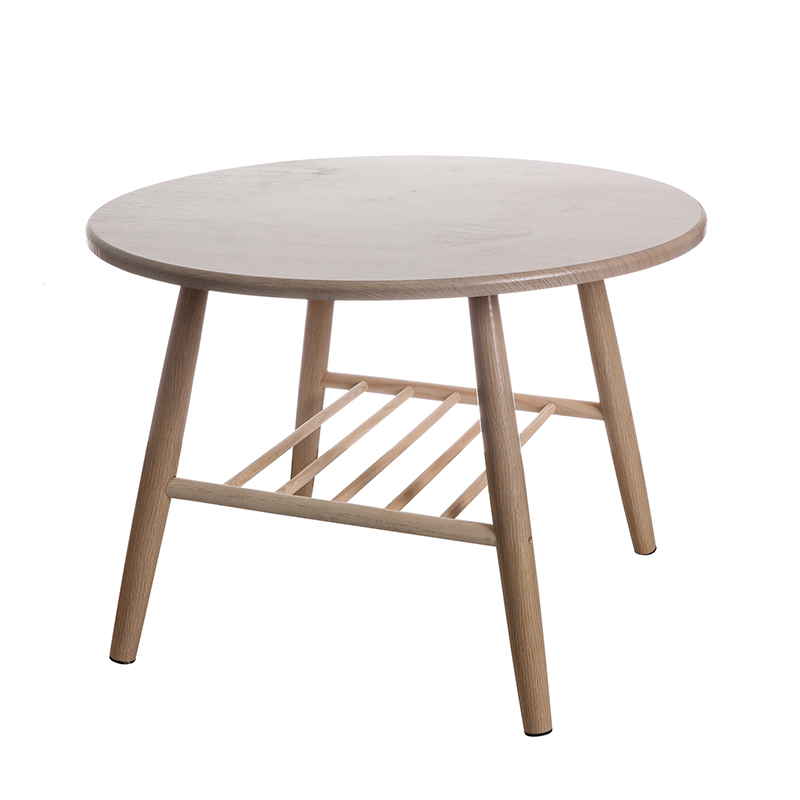 Solid wood wind double-layer round coffee table