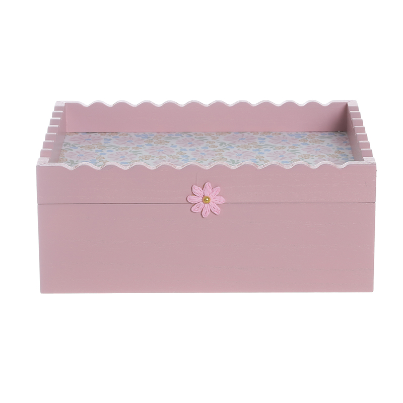Pink wooden jewelry box