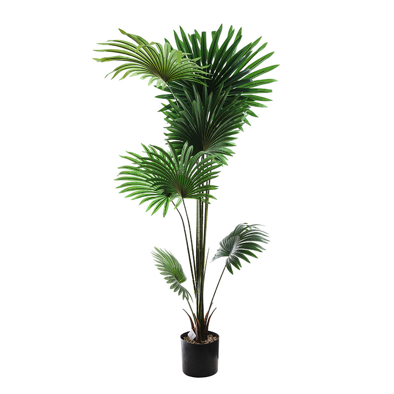 Artificial Fan Palm Plant with Plastic Pot