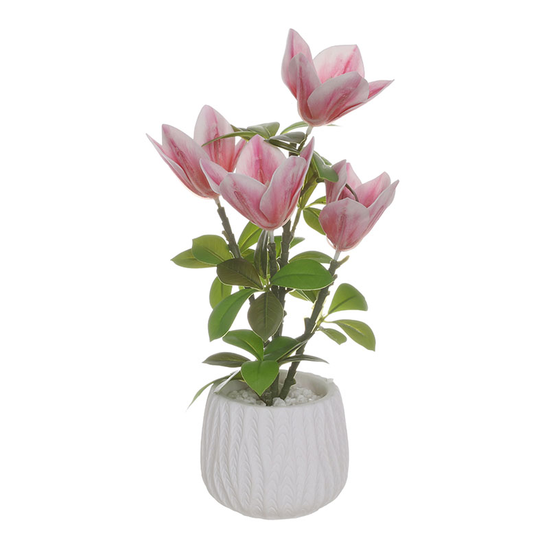 Artificial Magnolia Arrangement in Ceramic Pot
