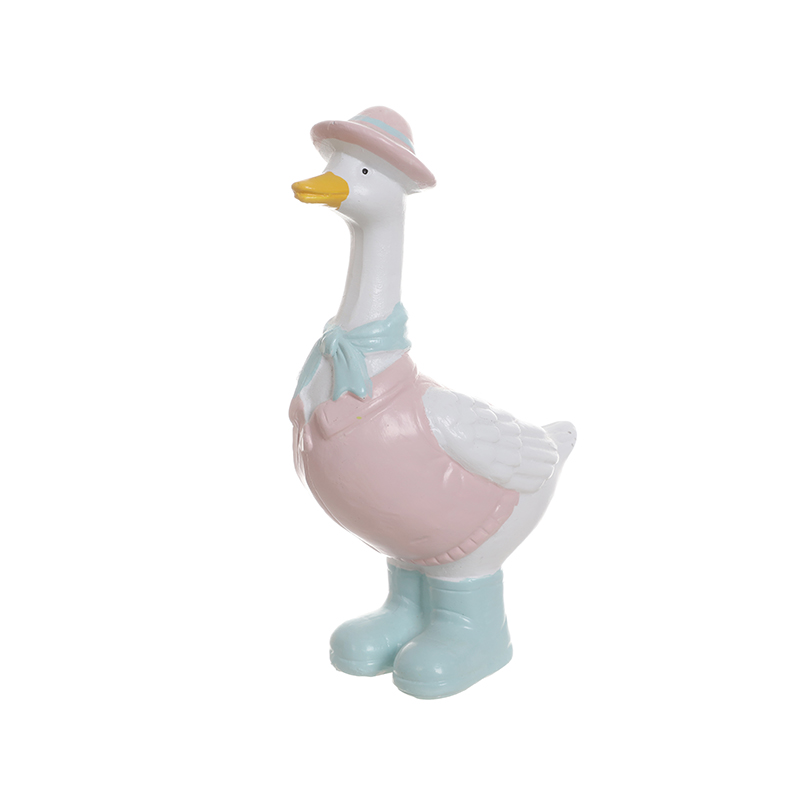 Resin Duck Figurine with Hat and Rain Boots