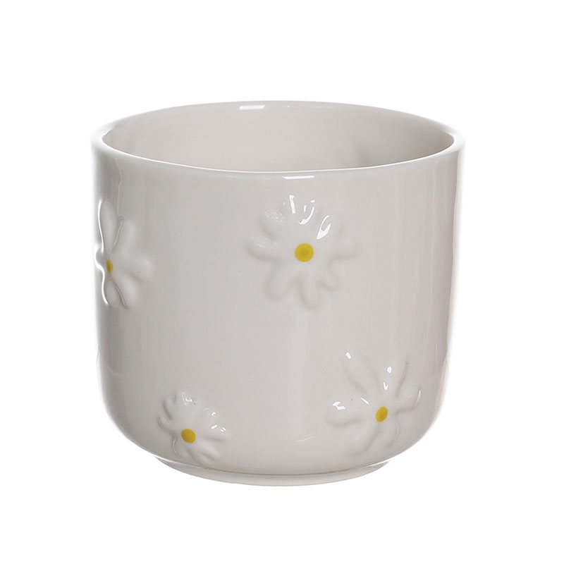 Daisy Embossed Ceramic Planter