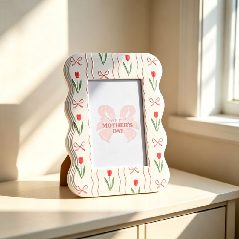 White printed photo frame