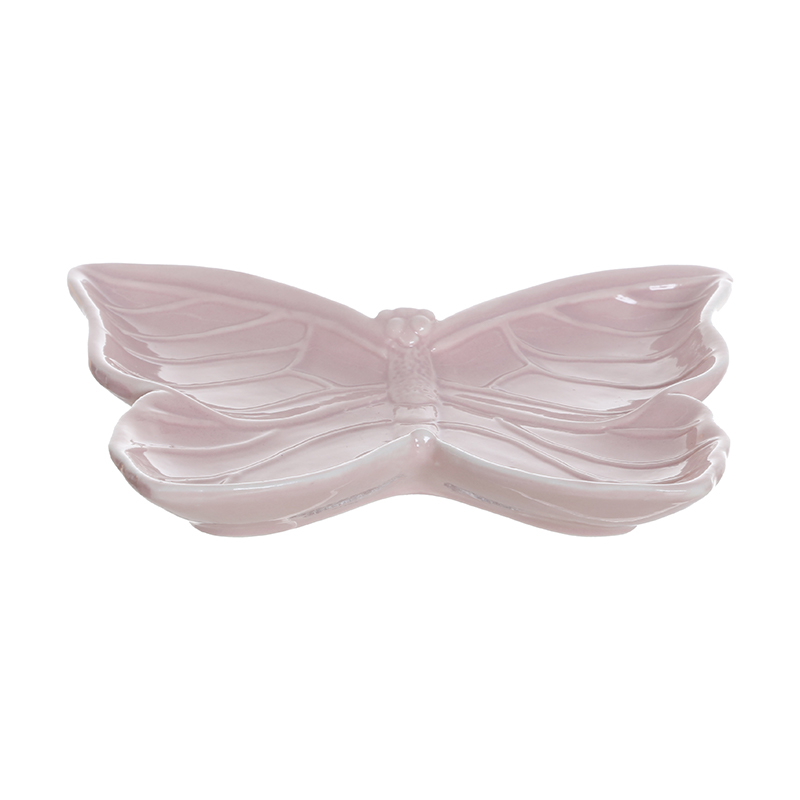 Pink butterfly-shaped ceramic jewel case