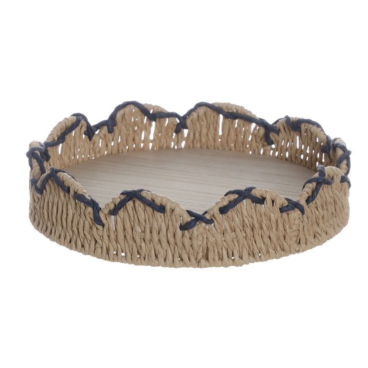 Round MDF tray with paper rope edge