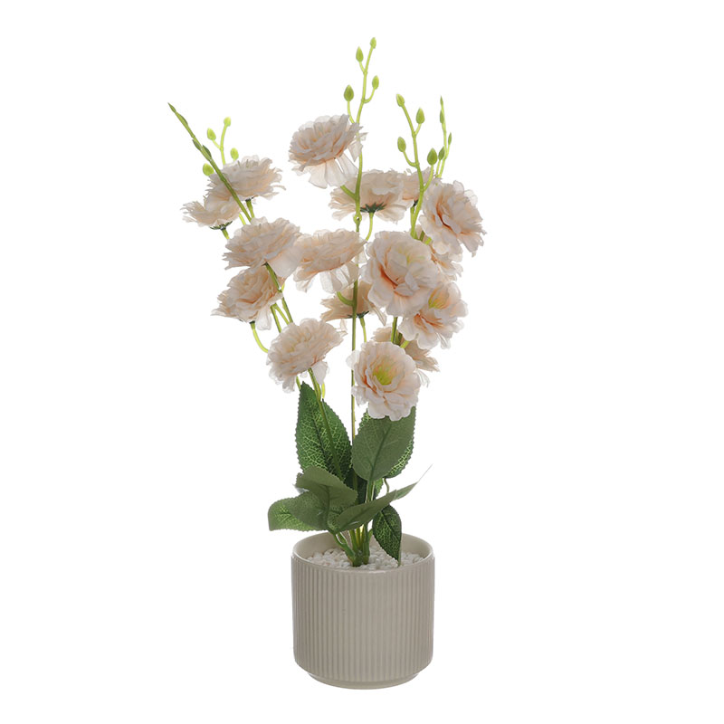 Artificial Lisianthus Flowers Arrangement with Ceramic Pot