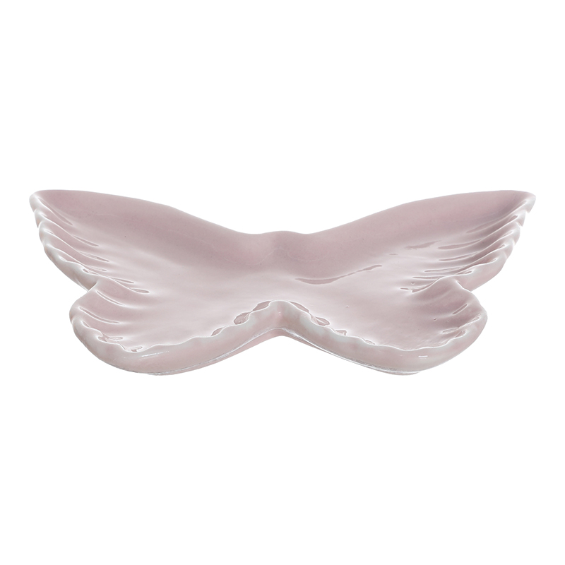 Pink butterfly-shaped ceramic jewel case