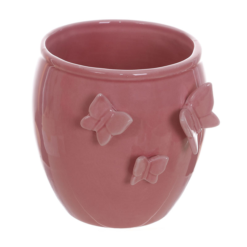 Ceramic Planter with Embossed Butterflies