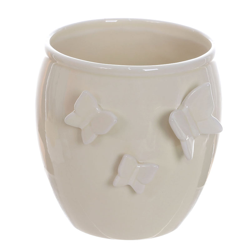 Ceramic Planter with Embossed Butterflies