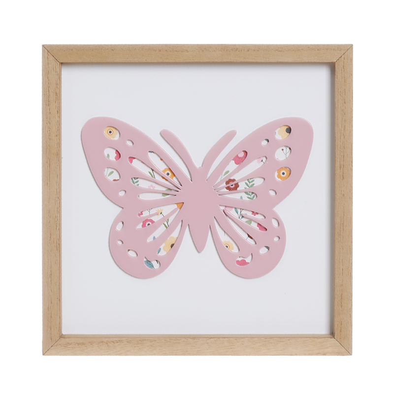 pink and blue butterfly wall deco