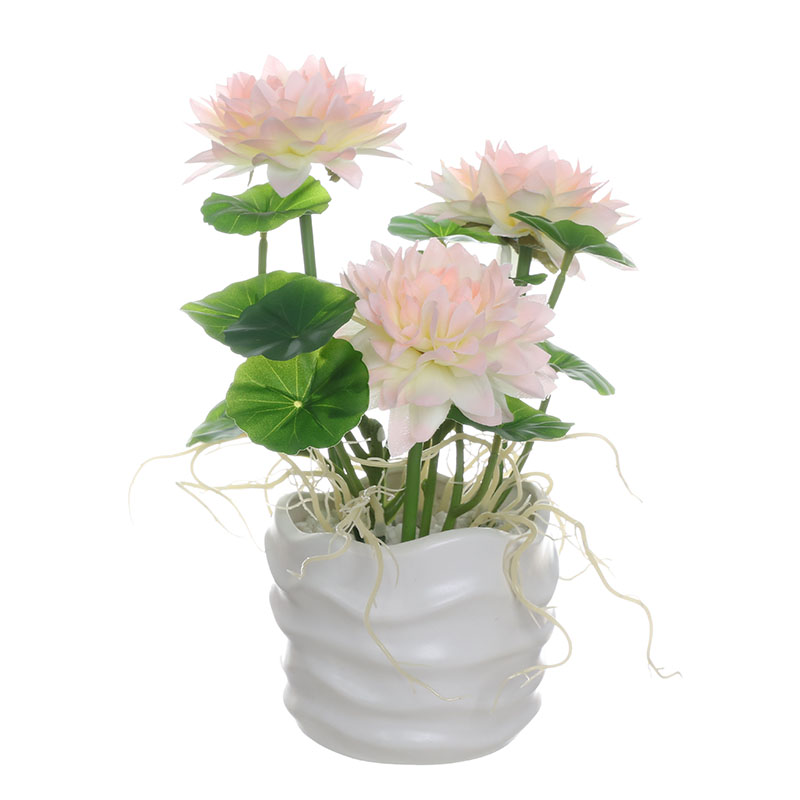 Artificial Water Lily Arrangement in Ceramic Pot