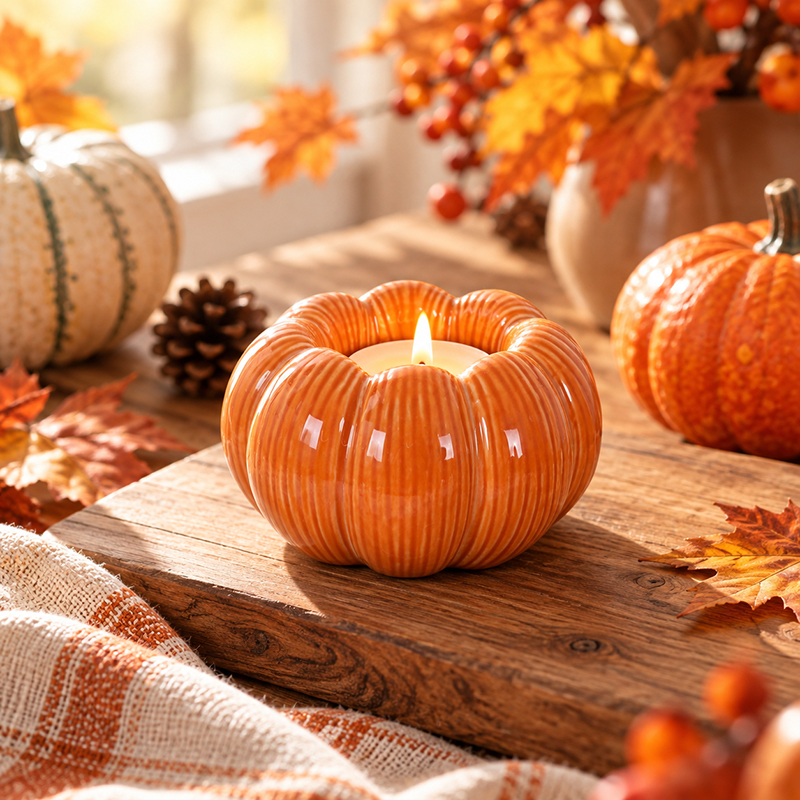 Harvest Festival Pumpkin Tea Light Holder