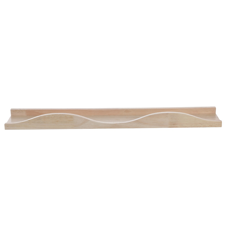 Minimalist floating wooden wall shelf with integrated side support
