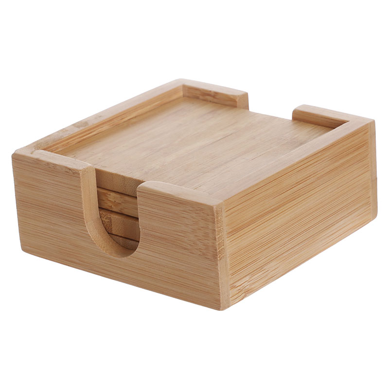 Rectangular Grooved Bamboo Coaster