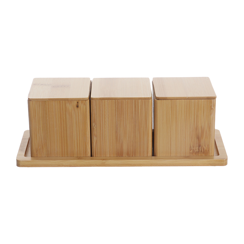 Square Wooden/Bamboo Canisters Set