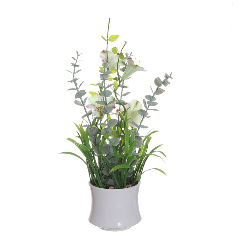 Artificial Eucalyptus & Grass Plant with Ceramic Pot