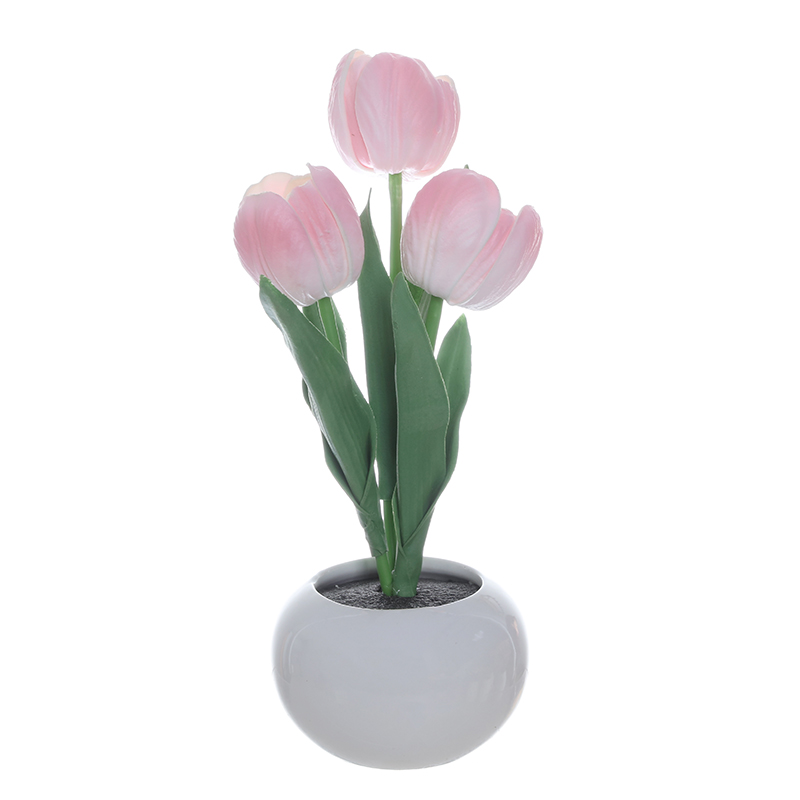 Artificial Tulip LED Lamp with Ceramic Pot