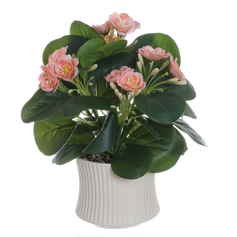 Artificial Peace Lily Plant with Ribbed Ceramic Pot