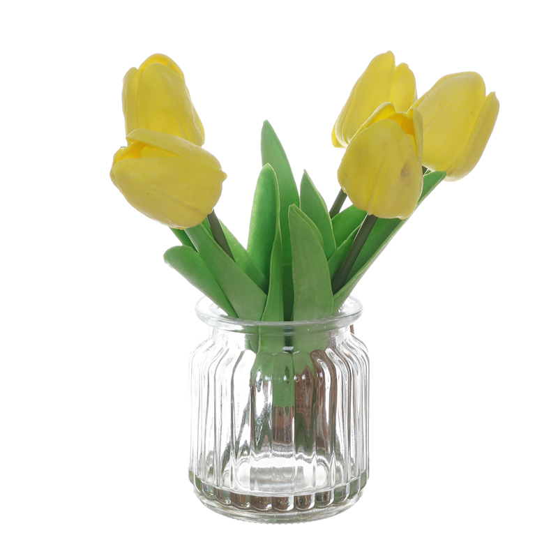 Artificial Tulip Potted Plant of the Glass Vase